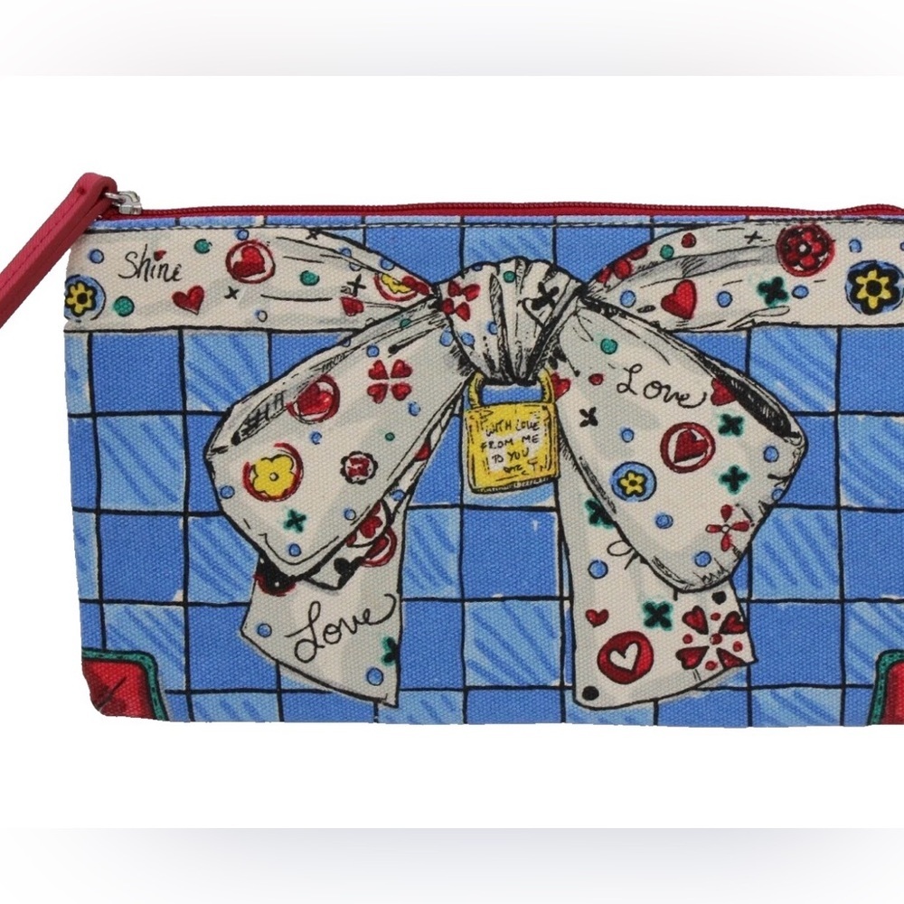 BRIGHTON Bow WITH LOVE FROM ME TO YOU Canvas Zipper Cosmetic Makeup Pouch